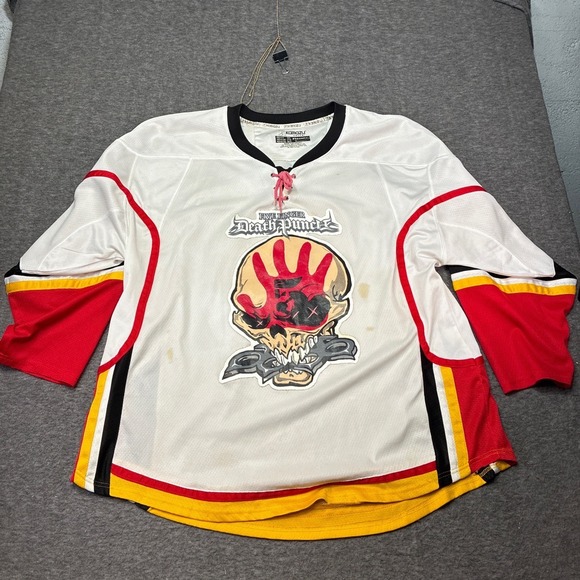 Five Finger Death Punch Hockey Jersey Mens XL White Red Heavy Metal Band Merch